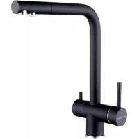 Смеситель для кухни Paulmark Skalen Sk213020-BLM с подключением к фильтру, черный металлик