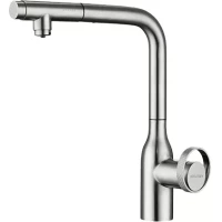 Смеситель для кухни Paulmark Urban Ur213104-BS с подключением к фильтру, выдвижным изливом, нержавеющая сталь