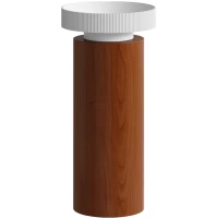 Раковина Boheme Sole Corian Matt White 801-R-MW + Red Wood 801-Base-Rwood 40x40 см, напольная, белый матовый/красное дерево