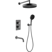 Душевой комплект Boheme Cell 135-3-GM + 427-GM + 625-GM 320 мм, со смесителем, графит матовый