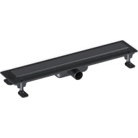 Душевой трап (лоток) Good Door ТЛ00045 55 см, с решеткой, 2 в 1 под плитку, черный матовый