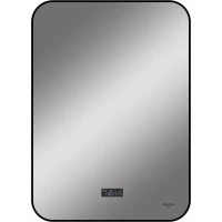Зеркало Reflexion Shadow RF5732SH 60x80 см, с LED-подсветкой, сенсорным выключателем, диммером, антизапотеванием, часами, черный