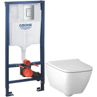Комплект подвесной унитаз Geberit Smyle Square 500.683.01.1 + система инсталляции Grohe 38772001 