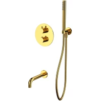 Термостат для ванны Whitecross Y YSET10GL встраиваемый, с душевым гарнитуром, золотой