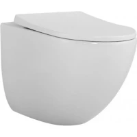 Унитаз подвесной CeramaLux TR2196ZK безободковый, торнадо, с сиденьем микролифт, белый