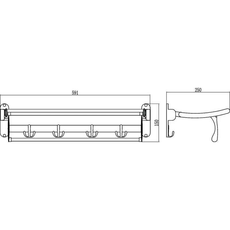 Полка для полотенец откидная 59,1 см Savol S-009099