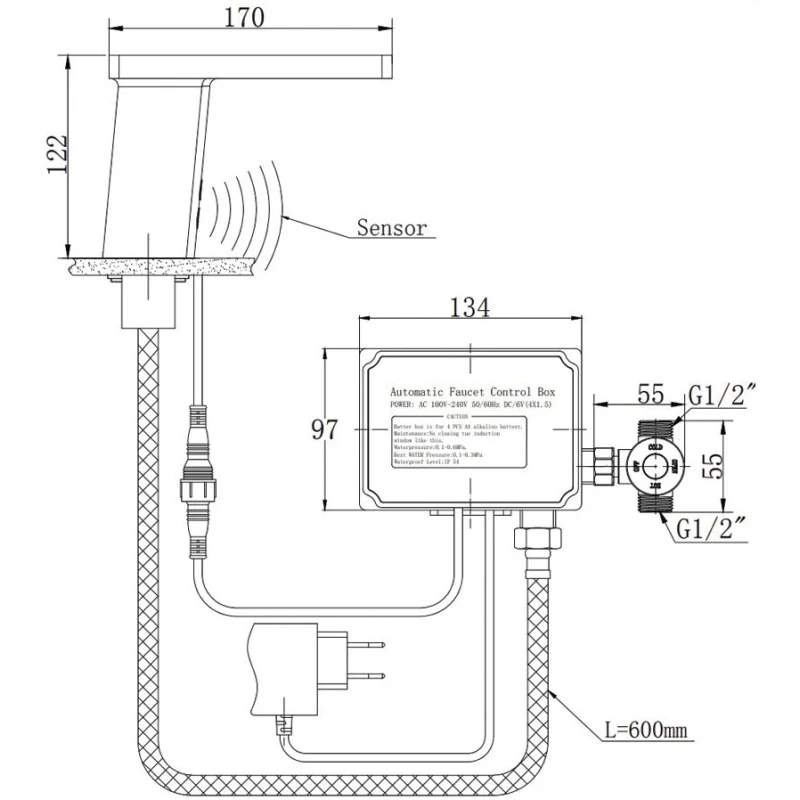 Смеситель для раковины бесконтактный Raiber Sensor RSF88135
