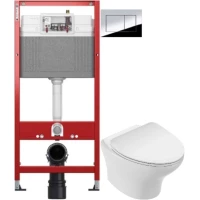 Комплект подвесной унитаз Jacob Delafon Nouvelle Vague EDK102-00 + E22124-00+ система инсталляции Tece 9400412