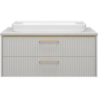 Тумба под раковину Brevita Elche ELC-01100-0502Я 101,2 см, подвесная, со столешницей, серый кашемир матовый/золотой матовый