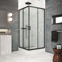 Душевой уголок Vegas Glass ZA Protec h1900 80 02M 02 01 80x80 см, профиль черный матовый, стекло шиншилла
