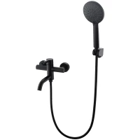 Смеситель для ванны Voda Vessel VSL54B с душевым гарнитуром, черный матовый