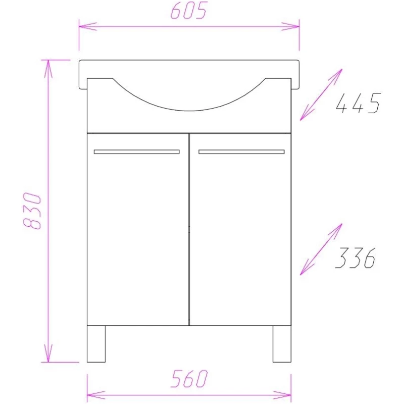 Комплект мебели белый глянец 60,5 см Onika Селигер 106006 + 1WH110268 + 206007
