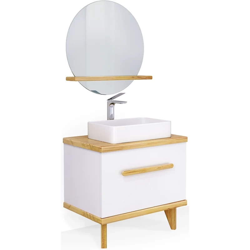 Комплект мебели белый/дуб 80 см Jorno Simply Sim.01.80/P/BuL-W + Y18293 + Sim.05.H200/BuL + Sim.02.75/P/W
