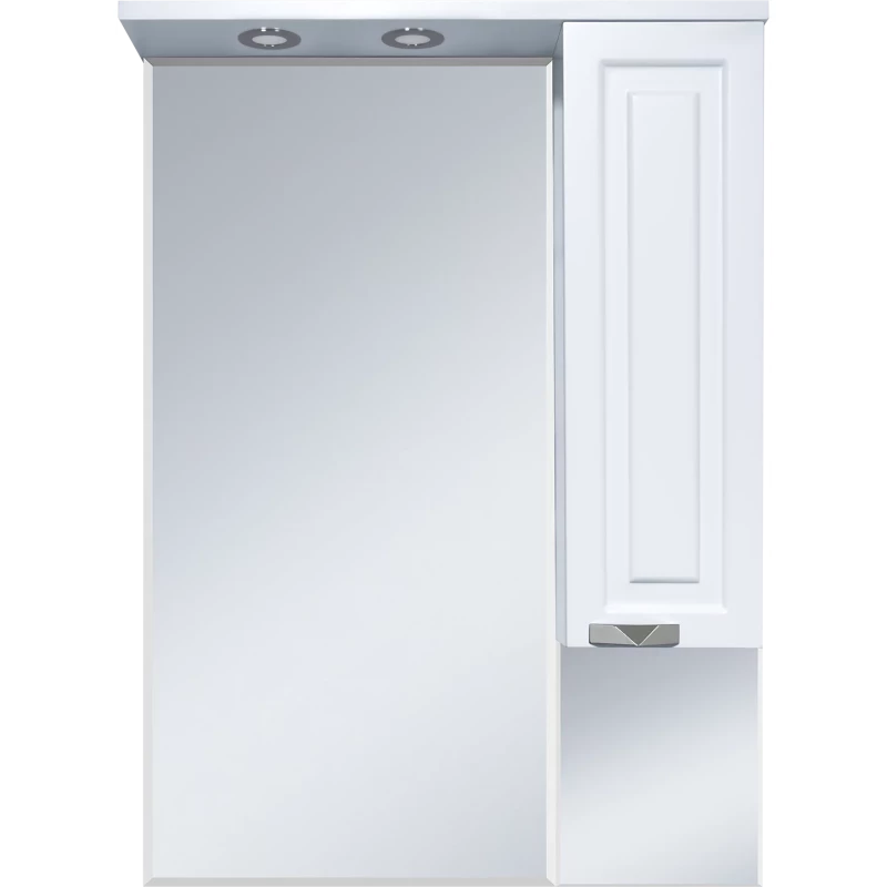 Зеркальный шкаф Misty Терра П-Тер02070-011П 69x100,1 см R, с подсветкой, выключателем, белый матовый