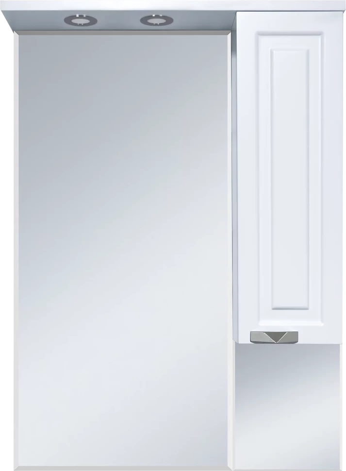 Зеркальный шкаф Misty Терра П-Тер02070-011П 69x100,1 см R, с подсветкой, выключателем, белый матовый с терра сов