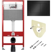 Инсталляция для унитаза Tece TECEnow K440403 с кнопкой смыва, черный глянец