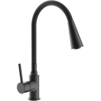 Смеситель для кухни Frap F4044-6 с гибким изливом, черный матовый