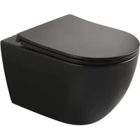 Унитаз подвесной Veconi Ento VEN-52TB безободковый, торнадо, с сиденьем микролифт, черный матовый