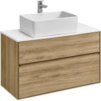 Тумба с раковиной дуб эльвезия/белый глянец 99 см Акватон Либерти 1A2796K1LY010