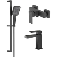 Комплект смесителей Aquatek Либра AQ1631MB с душевым гарнитуром, черный матовый