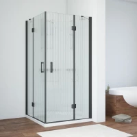 Душевой уголок Vegas Glass AFA NOVO 100 02M Moru 100x100 см, профиль черный матовый, стекло рифленое
