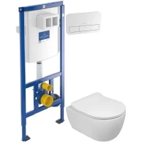 Комплект подвесной унитаз SSWW CT2038V + система инсталляции Villeroy & Boch 92246100 + 92249068