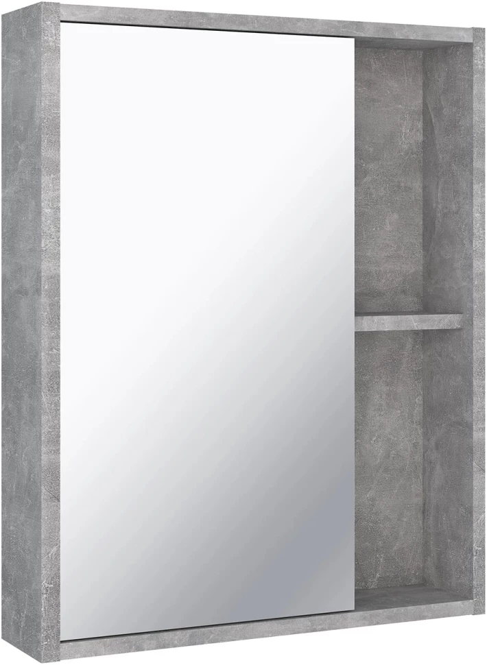 Зеркальный шкаф 52x65 см серый бетон L/R Runo Эко 00-00001184 зеркальный шкаф 52x65 см серый бетон l r runo эко 00 00001184
