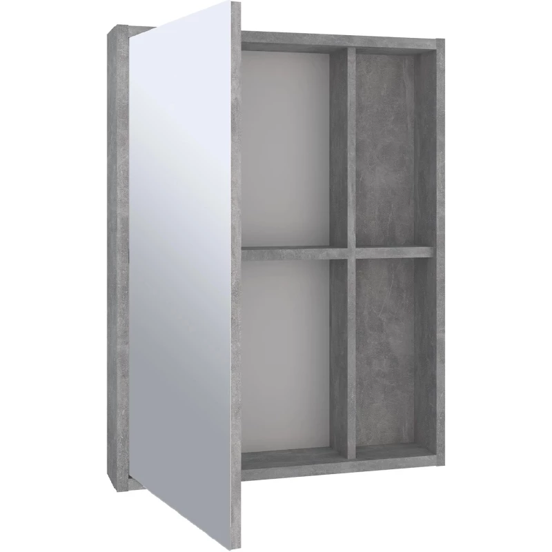 Зеркальный шкаф 52x65 см серый бетон L/R Runo Эко 00-00001184
