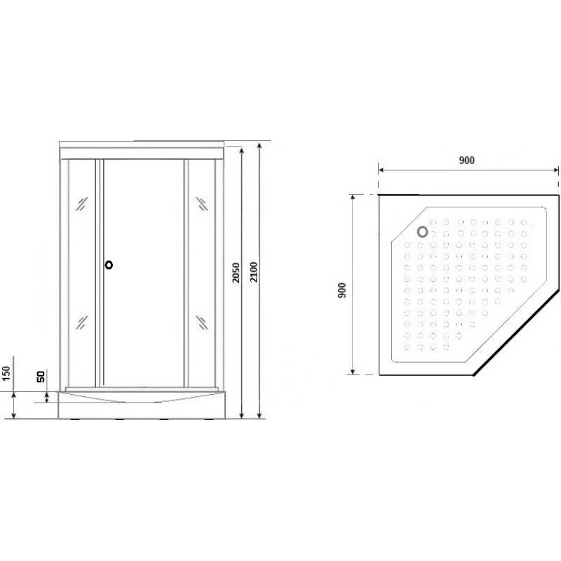 Душевая кабина 90x90x210 см Niagara NG-7701DW прозрачное