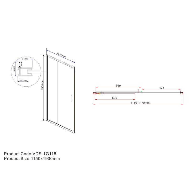 Душевая дверь 115 см Vincea Garda VDS-1G115CL прозрачное
