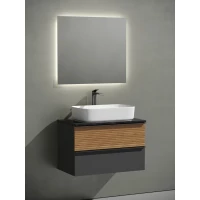 Комплект мебели Sancos Delta DL80GR + TT80A1X + CN5021 + SQ800 80 см, подвесной, дуб красный/графит матовый