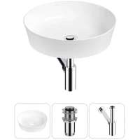 Раковина-чаша Wellsee Cromulent 20213534R 43x43 см, накладная, белый, с донным клапаном и сифоном