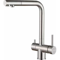 Смеситель для кухни Paulmark Skalen Sk213020-BS с подключением к фильтру, нержавеющая сталь
