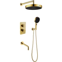 Душевой комплект Boheme Cell 135-3-G + 427-G + 625-G 320 мм, со смесителем, золотой