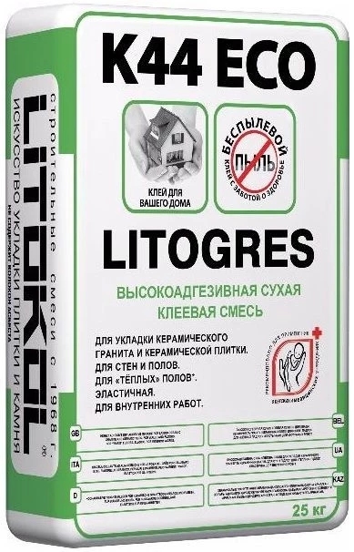 Клей Litokol клеевая смесь для плитки LITOGRES K44 ECO  Белый 25 кг.