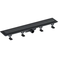 Душевой трап (лоток) Good Door ТЛ00046 65 см, с решеткой, 2 в 1 под плитку, черный матовый