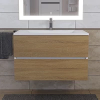 Тумба с раковиной Uperwood Barsa 290000012 80 см, подвесная, белый матовый/дуб сонома