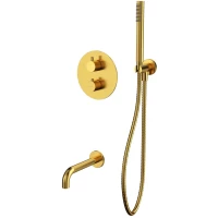 Термостат для ванны Whitecross Y YSET10GLB встраиваемый, с душевым гарнитуром, золотой матовый