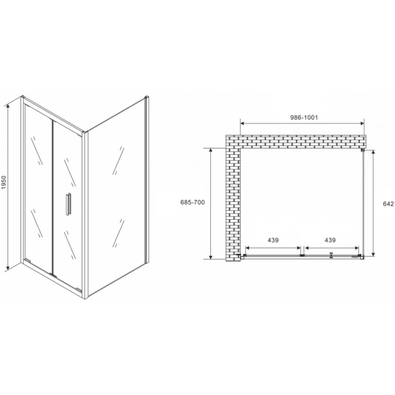 Душевой уголок 100x70 см Abber Sonnenstrand AG07100-S70 прозрачное