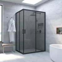 Душевой уголок Vegas Glass ZA-F NOVO h2000 110*95 02M 07 110x95 см, профиль черный матовый, стекло графитовое