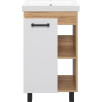 Тумба под раковину Misty Крафт П-Кра-07050-011 47 см L, напольная, белый глянец/дуб крафт золотой