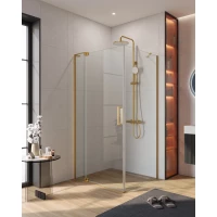 Душевой уголок Cezares Slider SLIDER-AH-1-90-90/100-C-BORO 90-100x89,5 см, профиль золотой матовый, стекло прозрачное