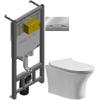 Комплект подвесной унитаз Orange C01-100W + система инсталляции Jacob Delafon E29025-NF + E29027-CP