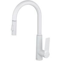 Смеситель для кухни Wonzon & Woghand WW-A20782-MW с выдвижным изливом, белый матовый