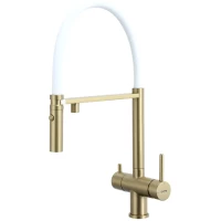 Смеситель для кухни Gappo G4397-83 с подключением к фильтру, гибким изливом, золотой матовый