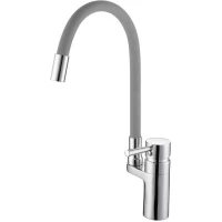 Смеситель для кухни D-Lin D157315-2 с гибким изливом, хром/серый