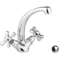 Смеситель для раковины Emmevi Deco Classic 12913/CO с донным клапаном, хром/золотой