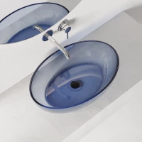 Раковина-чаша Abber Kristall AT2801Saphir 60x40 см, накладная, сапфир