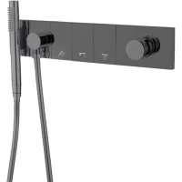 Смеситель для ванны Boheme Zodiac 132-SYS-SGM встраиваемый, с душевым гарнитуром, графит глянец