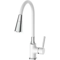 Смеситель для кухни Frap F4044-8 с гибким изливом, хром/белый